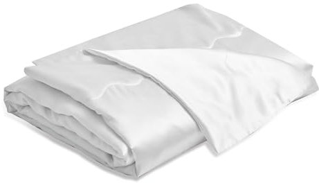 YASMENG Satin Decke 200x200 Weiß - Kühlende Seidige Sommerdecke für Bett, Sofa, Couch & Reisen