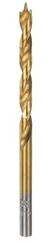 sourcing map Brad Point Drill Bit 4mm(5/32) Dia Straight Round Shank Drill Metric Brad Point Spiral Twist Drill Bits for Carpenter Woodworking Plastic Rubber, Golden