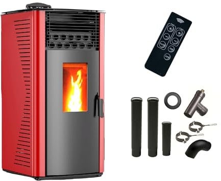 Poêle à granulés air Anita 12 kW Bordeaux Sannover + Kit Raccordement Fumisterie