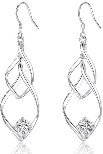 CERSLIMO Ohrringe Silber 925 Hängend AAA Zirkonia Diamant Hängeohrringe Große Lang Silberohrringe Damen Frauen Schmuck Geschenke Weihnachtsgeschenke