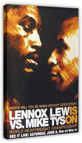 rsgfyc Poster auf Leinwand, Motiv: Mike Tyson vs. Lennox Lewis, Schlafzimmer, Dekoration, Landschaft, Büro, Raumdekoration, Geschenk, 20 x 30 cm