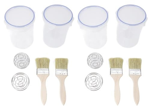 Empty Paint Pot,Paint Container Set,Mini Paint Container Strip Storage with Lid,1000ml Airtight Transparent Paint Storage Cup with Mixing Ball Paint Brush for Repainting Leftover