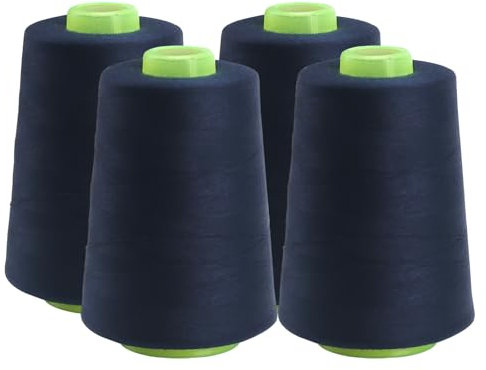 FOGAWA 4 rotoli * 5000 yards Rocchetti di filo da cucito 40S/2, Filato da cucito universale poliestere filo da cucito a mano Filo da cucire per Cucito, Quilting, Patchwork(Blu scuro 2991)
