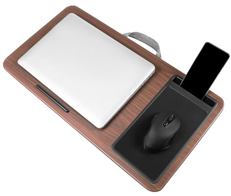 KONTONTY Portable Laptop Desk for Bed Small Lap Desk with Wood Grain Finish Adjustable Laptop Stand for Working or Studying Multi-purpose Bed Computer Table