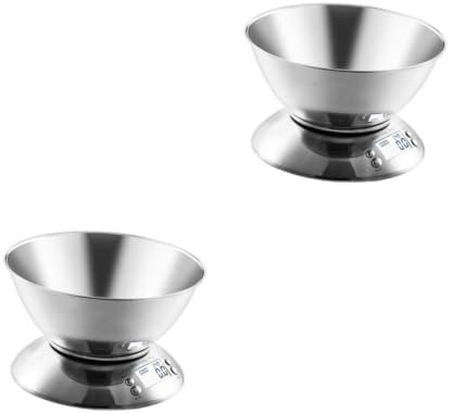 Garneck 2 Sets Kitchen Scale Digital Bowl Scale Coffee Scale Portable Food Scale Digital Grams Ounces Scale Portable Scales for Body Weight Nutraceuticals E Tool Mini Scale Stainless Steel