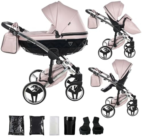 Junama Kinderwagen Diamond Fluo 2in1 3in1 4in1 (06 - Rosa, 2in1 mit Adaptern)