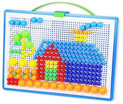 DRESSOOS 592pcs Boys and Girls Early Education Toys Mushroom Nail Jigsaw Puzzle Game Creative Mosaic Pegboard Develop Creativity Logic for Children Random Color