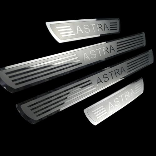 KLHYWEN Auto Edelstahl Einstiegsleisten Für Op-EL Vauxhall Astra G H J K GTC 2010-2020 Tuning Zubehör 4 STÜCKE Auto Scuff Plate Türschwelle Sill Aufkleber,Silver
