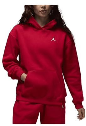 Jordan Brooklyn FV7071-687, felpa con cappuccio da donna in pile, colore rosso e bianco, Gym Rosso/Bianco, Large
