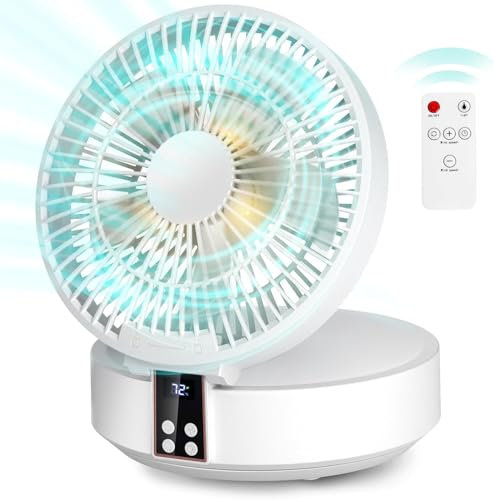 Ventilador de Mesa, USB Recargable Potente Silencioso Ventiladores, con Mando a Distancia, Pantalla LED, Rotación de 120°Oscilante, 3 Velocidades, Ventilador Portátil para Oficina, Dormitorio, Camping