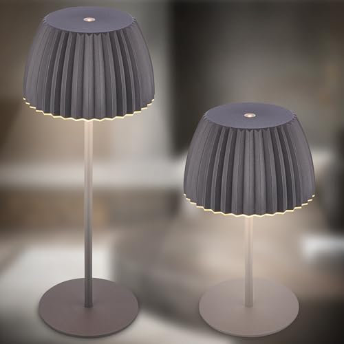 BRILONER - Riffle LED Tischlampe kabellos IP44 mit Lichtkante, Touchdimmer, Akku tauschbar, Nachttischlampe, Leselampe, LED Lampe, Akku Lampe, German Design Award Winner, 14,5x36,5 cm, Anthrazit