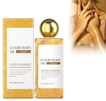 Glitzer Körperöl – Strahlendes Highlighter öl Für Gesicht, Körper & Haar – 90ml – Schnelltrocknender Glanz Mit Feinen Glitzerpartikeln – Für Partys, Festivals & Make-Up Looks (Gold)