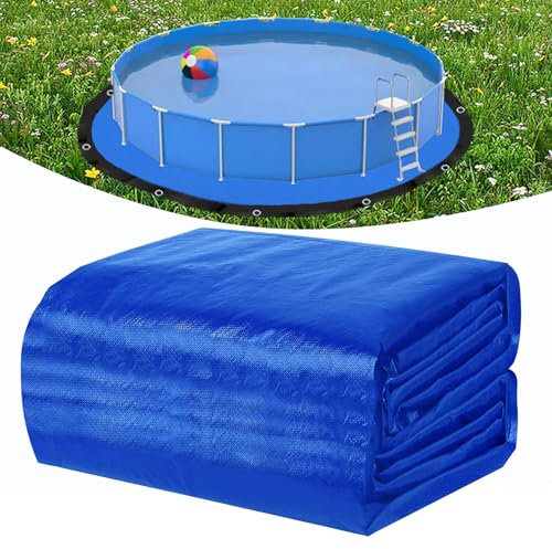 Bâche ronde prédécoupée de 5,5 m pour piscine hors sol, imperméable, anti-crevaison, tapis de sol résistant aux UV avec œillets métalliques
