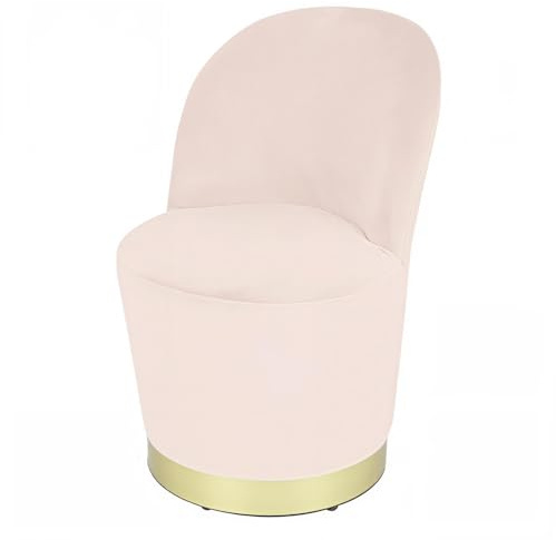 FWStyle Loretta Stone Velvet Lightweight Modern Round Accent Chair with Gold Base – Upholstered Tub-Style Lounge Seat for Bedroom, Living Room or Office