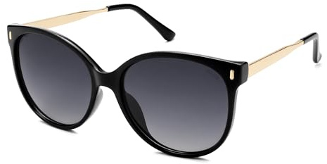 SOJOS Runde Groß Polarisierte Sonnenbrille Damen Cat Eye | Retro Vintage Katzenauge UV400 Schutz Brille mit Mittel Gesicht SJ2391
