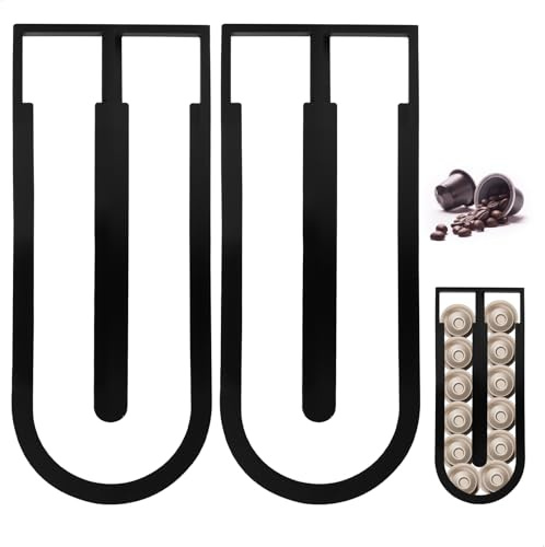 xiruiubao 2 Pièces Support Capsule Café, Porte Capsule pour 24 Capsule de Café, Rangement Capsules Mural pour Cuisine, Bureau, Cafés, Installation Sans Perçage, 24 x 9.5 cm, Noir