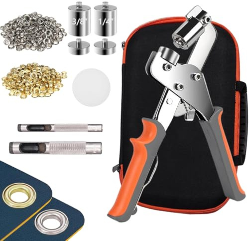 Ösenzange, Profi Ösenzange Set mit 400 Ösen (Ø 10mm&8mm), ösenzange für planen für Perfekt für Leder, Gürtel, Awning