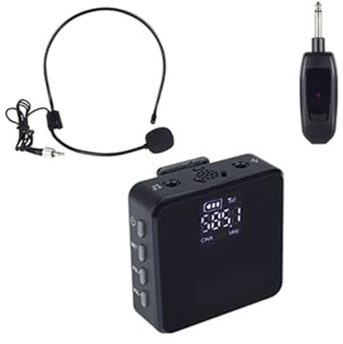 SMTYXS Drahtloses Mikrofonsystem, Headset-Mikrofon, Reversmikrofon, UHF, Mit Wiederaufladbarem Taschensender Und Empfänger for PA-Lautsprecheraufnahmen(BG-161U)