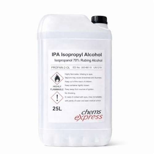 Chems Express 70% Isopropyl Alcohol | 25 litre | Disinfectant | Super Strength IPA Surface Sanitiser | 70% Isopropyl Alcohol | Clear Liquid