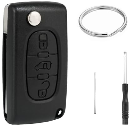 3 Boutons Coque Clé CE0536 Compatible avec P-eugeot Partner Expert C-itroen Jumpy Berlingo Toyota ProAce Fiat Scudo Télécommande Cle Boîtier Cle de Remplacement de Coque Clef Voiture avec Porte-clés