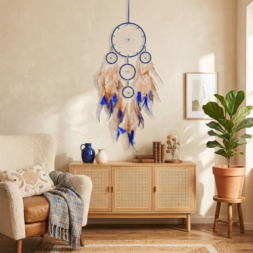 ZMaglorian Traumfänger Handgefertigt, Dreamcatcher mit Federn - für Kinderzimmer & Schlafzimmer, Indischer Traumfänger als Wanddeko & Kreativgeschenk für Jungen und Mädchen