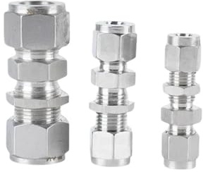 Raccord de tuyau hydraulique à Double virole en acier inoxydable 304, adaptateur de connecteur de cloison à Union droite à Compression(12.7mm (1-2 inch))