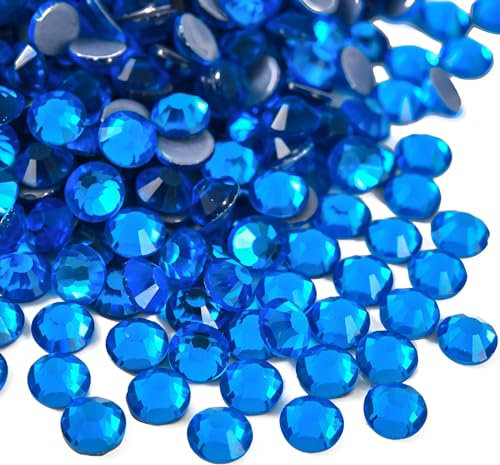 Jollin, Strass termoadesivi con retro piatto, in vetro, adatti come diamanti e gemme, 4 mm (16 SS, 576 pezzi, blu (Capri blue))