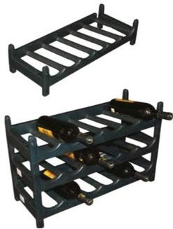 ARTEMA Botellero Negro Apilable de Plástico para Vinos, Mostos, Bebidas y Licores (60 cm x 25 cm x 13,5 cm) - 1 Pieza - Capacidad 6 Botellas