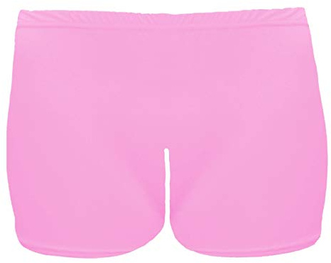 Janisramone flickor barn enkla mikrofiber heta byxor stretchiga skoldans gym shorts 3-13 år, Babyrosa, 11-12 Years