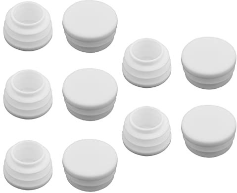 MroMax Lot de 10 embouts ronds en plastique de 22 mm de diamètre extérieur pour meubles, tables, chaises, pieds de sol, blanc
