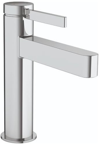 hansgrohe Waschtischarmatur Finoris, Wasserhahn Bad mit Auslauf Höhe 110 mm, mit Push-Open Ablaufgarnitur, Badarmatur wassersparend, Chrom