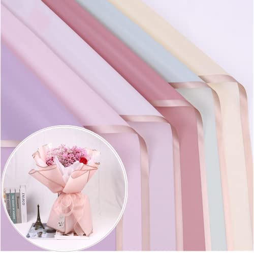 24 Blatt/12 Farben Gold Edge Flower Geschenkpapier, Floristen-Blumenstrauß-Zubehör, wasserdichtes Blumen-Geschenkpapier für Blumenstrauß, DIY-Handwerk, Geschenkverpackung oder Geschenkverpackung