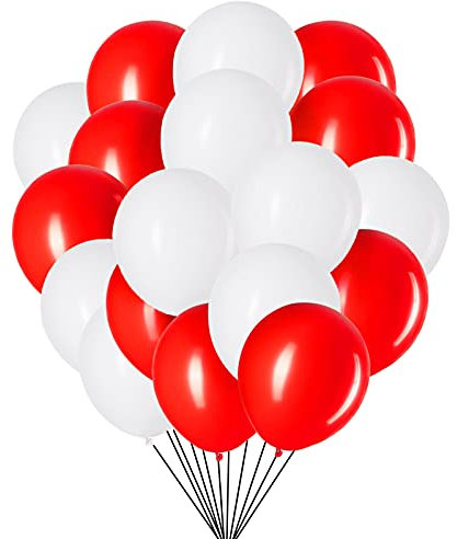 Ballons Rot und Weiß, 12 Zoll Rot und Weiß Luftballons Heliumballons Geburtstag Ballons Hochzeit Party Dekorieren 50 Stück
