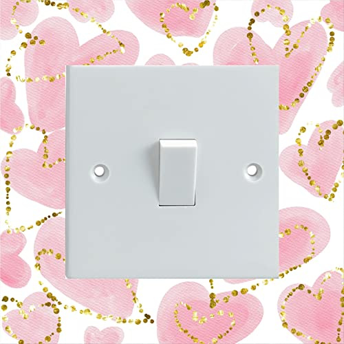 Pink Watercolour Hearts Pattern Electrical Light Switch Surround Printed Vinyl Sticker Decal