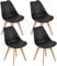 Home Collective 4er Set Esszimmerstuhl Stuhl Wohnzimmerstuhl, in insgesamt 11 Farben, 4X schwarz mit Vollholzbeinen in Natur, bequemer & Stabiler Schalenstuhl