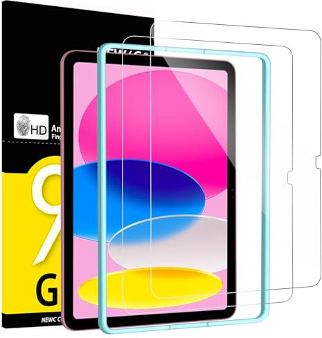 NEW'C 2 Stück, Schutzfolie für iPad (A16) 11. Generation 2025, iPad 10. Generation 10,9 Zoll 2022 und ein Ausrichtungswerkzeug, Panzer Schutz Glas Folie,9H Härte,HD Displayschutzfolie