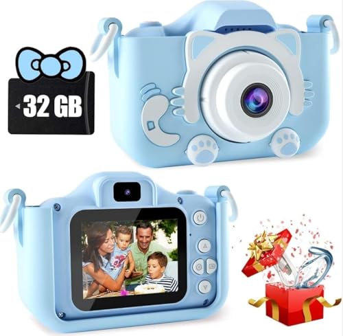 Appareil Photo Enfant, 2.0 Pouces Appareil Photo Numérique, 1080P HD Caméra pour Enfant Garçons & Filles de 3 à 12 Ans de Cadeau Jouet (Bleu)