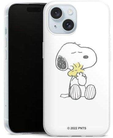 Slim Case extra dünn kompatibel mit Apple iPhone 15 Silikon Handyhülle transparent Hülle Peanuts Snoopy Liebe