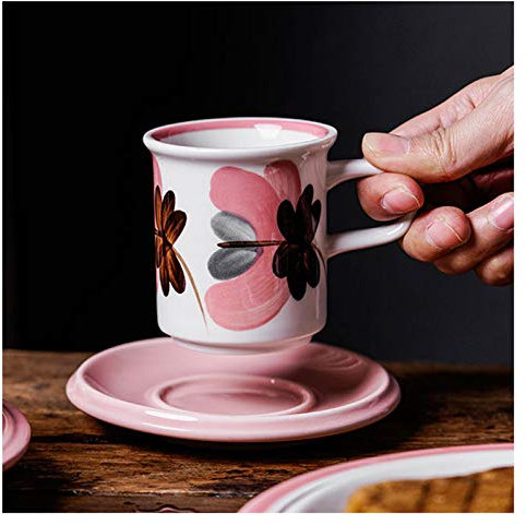 Kaffeetassen, handbemalte Mädchen-Tasse, exquisites hängendes Ohr-Kaffeetassen-Set, Retro-Heim-Teetasse, Atmosphäre, Hochzeitsgeschenk, modisches Geburtstagsgeschenk, mittelgroß und klein für Kaf