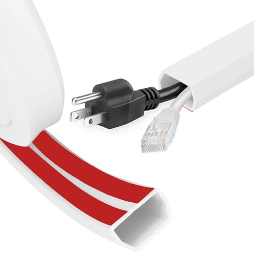 Flexibel Kabelkanal Selbstklebend Kabelschutz Boden - 2 m PVC Flexibler Kabelkanal für 2-4 Kabel, Flach, Flexibel für Haus, Büro, Schule, Lager (Weiß)