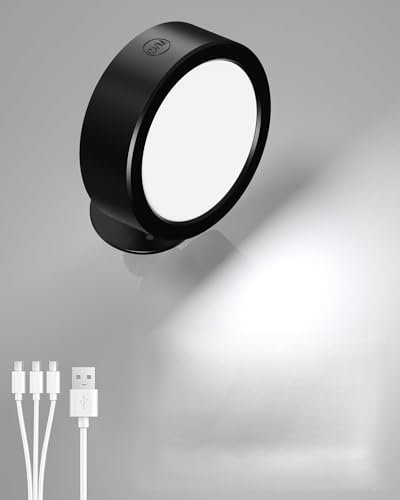EZVALO LED Wandleuchte Innen, Wandlampe mit Wiederaufladbarem Akku, Nachttischlampe Für Kinder Wohnzimmer Schlafzimmer, Schwarz (1 Stück)