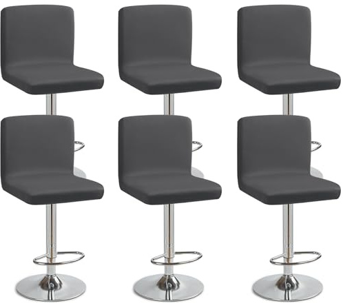 Eozakavod Barhocker-Schonbezüge, 6er Set Stylische Stuhlhussen Stretch-Stuhlbezug Einfache Reinigung Barhockerbezüge Universal Esszimmerstuhlbezüge für Bar & Esszimmer (Dunkelgrau, 6er Set)