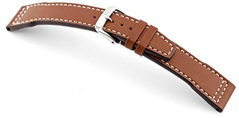 Sulla Blizzard RIOS1931 Kalbslederarmband passend für IWC Made in Germany | Kalbsleder mit cremeweißer Naht, 3,5 mm stark; 200 mm ohne Schließe (118 + 82 mm)