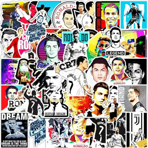 FUNTOOB Soccer Star Player Stickers 50pcs, Football Star Stickers for Adults Boys Girls Teens, Vinyl Waterproof Sticker for Water Bottles Laptop, Soccer Sticker Party Favors Gift for Football Fans