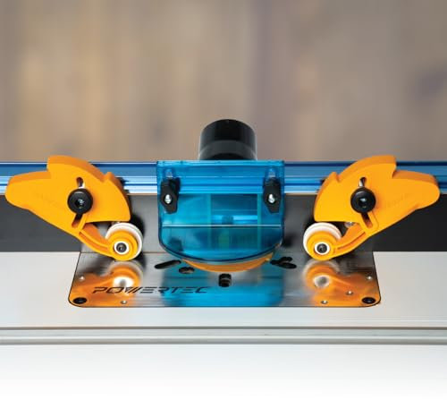 POWERTEC Adjustable Roller Stock Guide, One Way Bearing Stock Feeder Tool - Reduce Kickback & Increase Shop Safety - for Table Saw, Router Tables, Band Saws, Auxiliary Fence w/T-Slot Mount (71935)