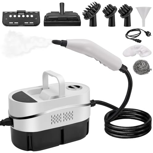Dampfreiniger Handgerät, 1500W 4.5BAR Tragbarer Handdampfreiniger mit Digitaldisplay, 1.2L Wassertank, 8 Zubehör, Hochdruck Dampfreiniger für Alles Küchenmöbel Boden Badezimmer Auto
