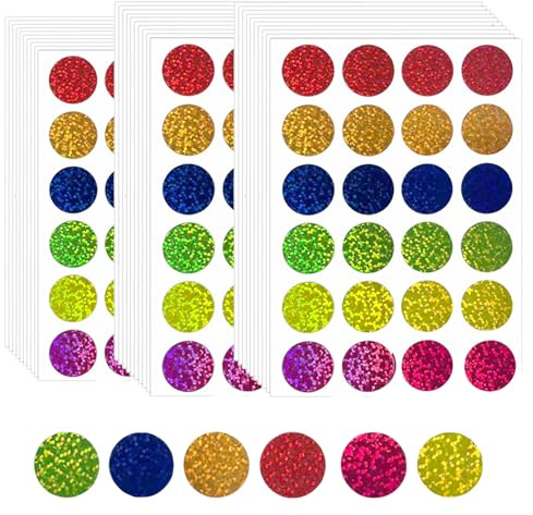 720 Stück Glänzende Klebepunkte Bunt, Belohnungssticker, Etiketten Rund, 6 Farben Glitzersticker, Aufkleber Punkte Farbig, Kalender Sticker für Klassenzimmer, Büro, DIY
