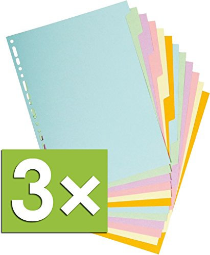 Exacompta Register A4 Trennblätter Recy.Kart. Pastell (12 Tabs, Multi-Colour Pastel, 3 Set)