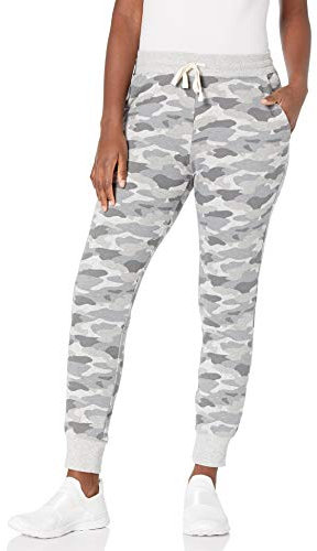 Amazon Essentials Pantaloni da Jogging in Pile con Risvolto (Disponibili in Taglie Forti) Donna, Grigio Chiaro Mimetica, XL