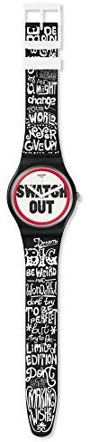Swatch Unisex Erwachsene Analog Quarz Uhr mit Silikon Armband SUOB160